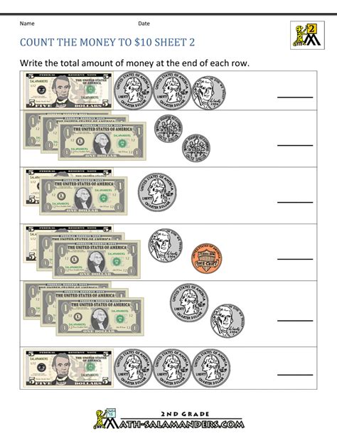 Free Printable Money Counting Worksheets